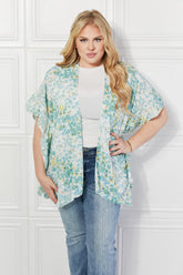 Kimono fleuri Justin Taylor Fields of Poppy en vert